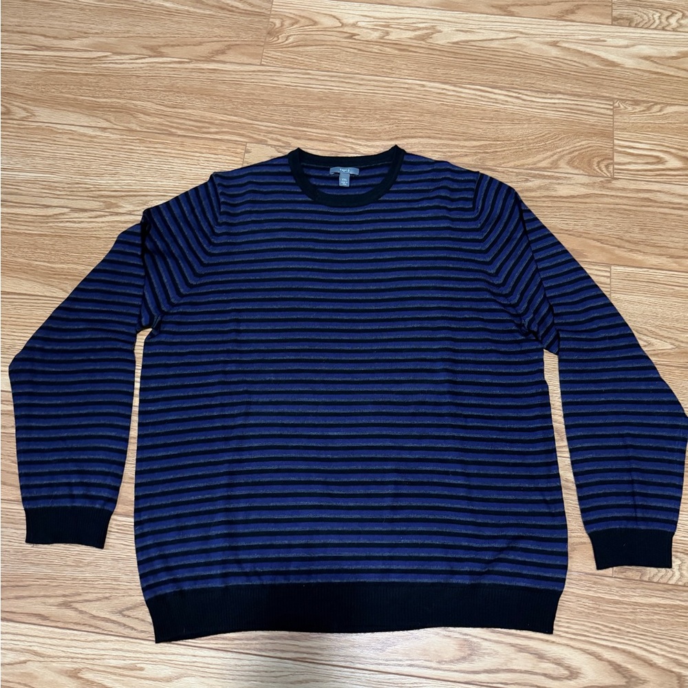Apt. 9 Men's Purple and Black Striped Crewneck Sweater